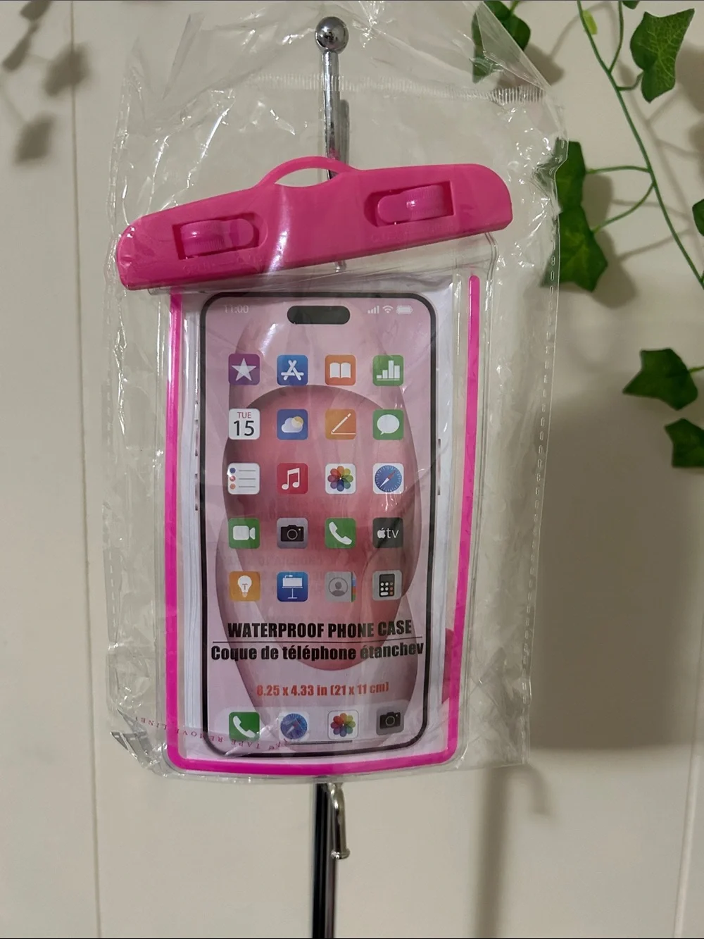 Waterproof Phone Holder in Black or Pink Waterproof Phone Pouch - Clear Front